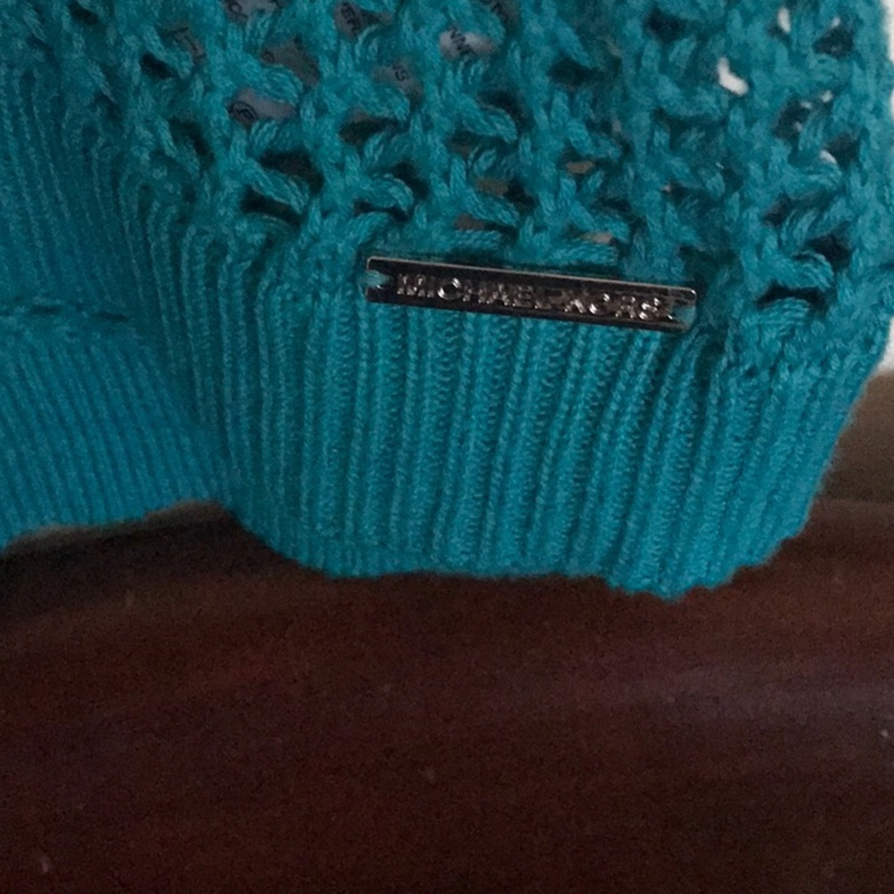 Michael Kors open weave teal pullover. NWOT. Sz L - Picture 4 of 5